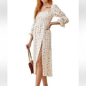 Reformation Hyland Smocked Puff Sleeve Dress